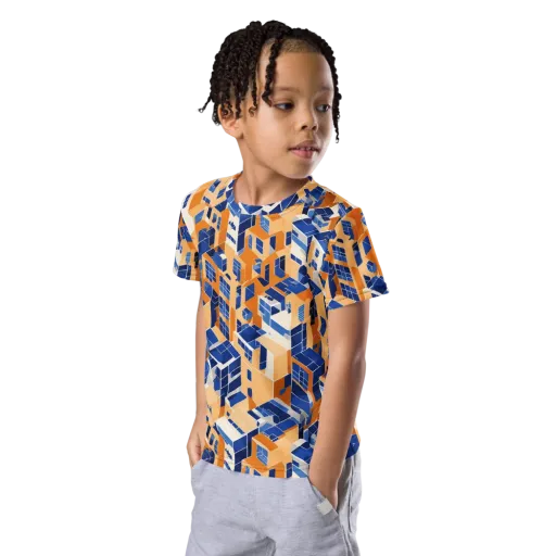 Azure Blocks on a Kids Crew Neck T-Shirt