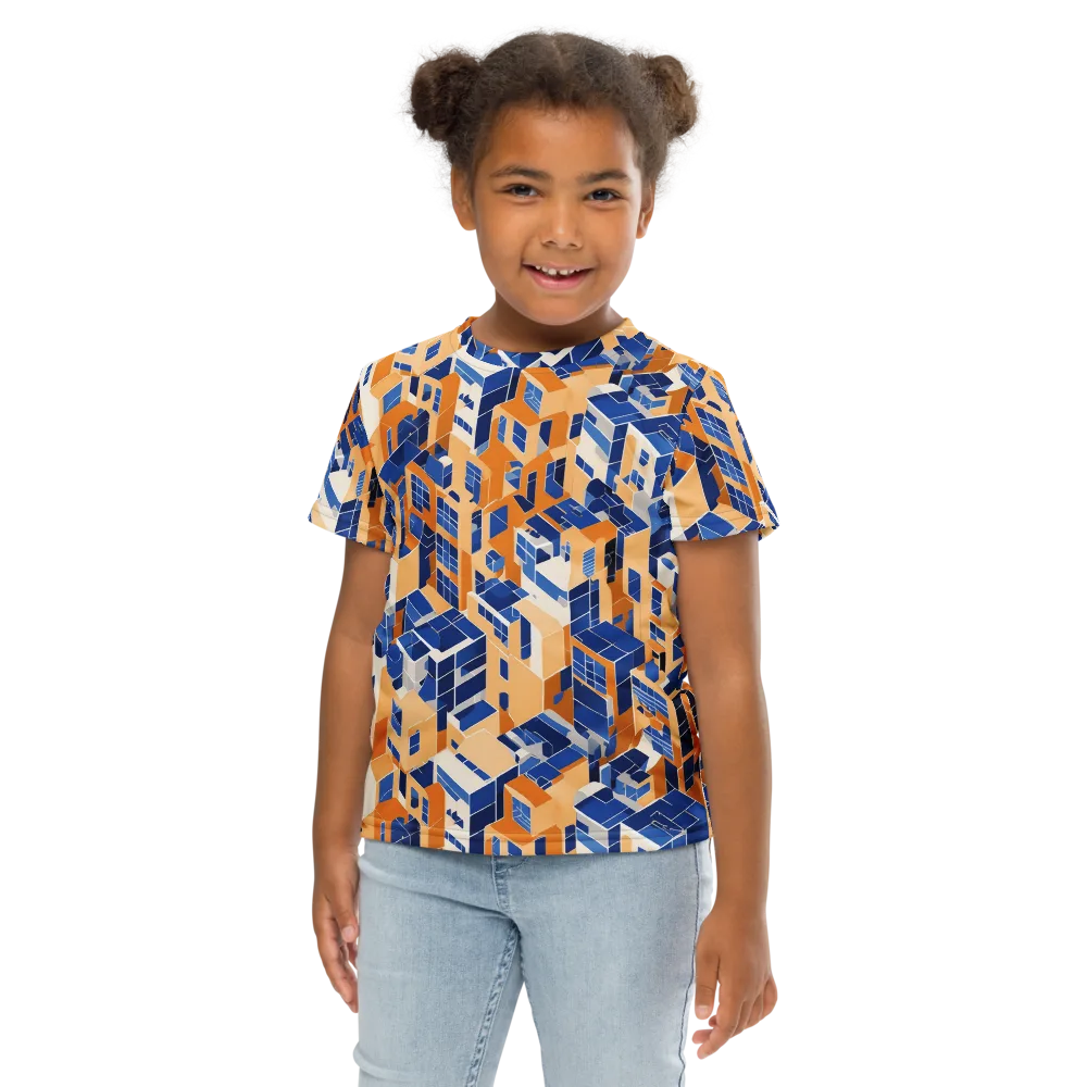 Azure Blocks on Kids Crew Neck T-Shirt — Front