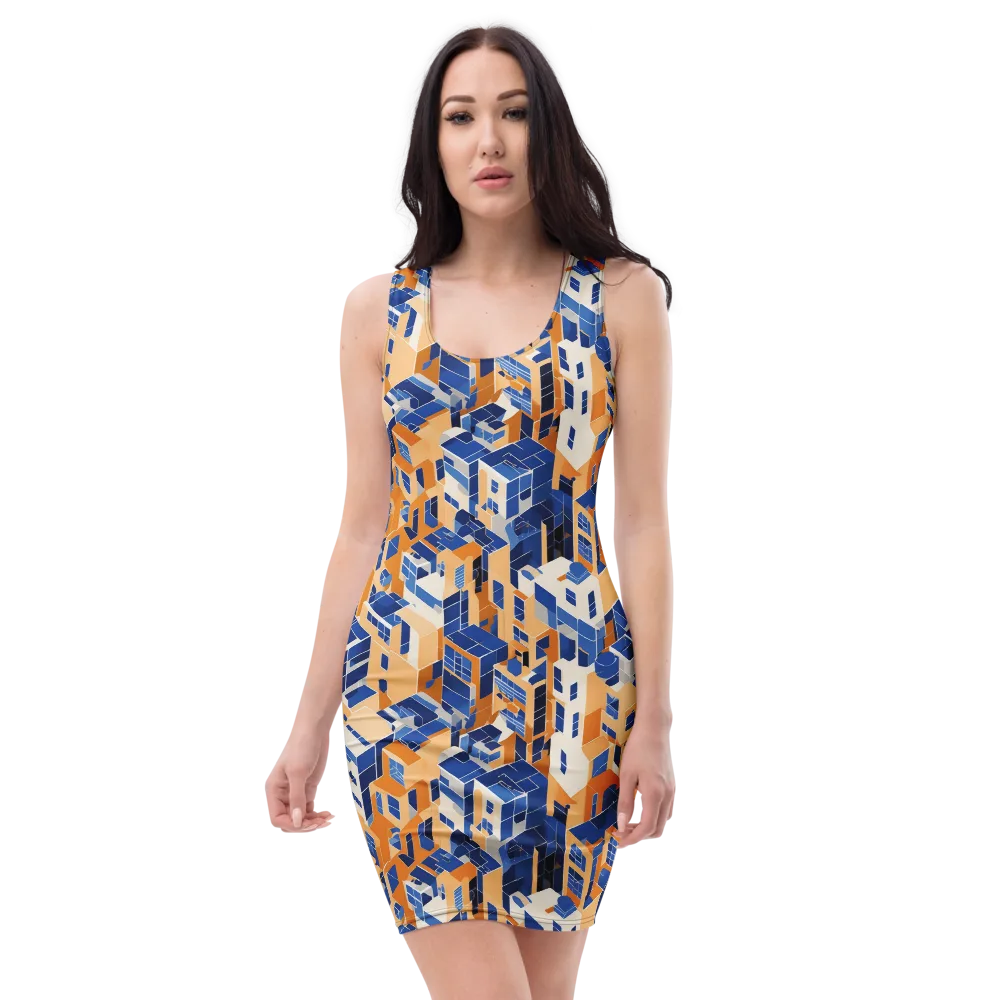 Azure Blocks on Bodycon Dress — Front