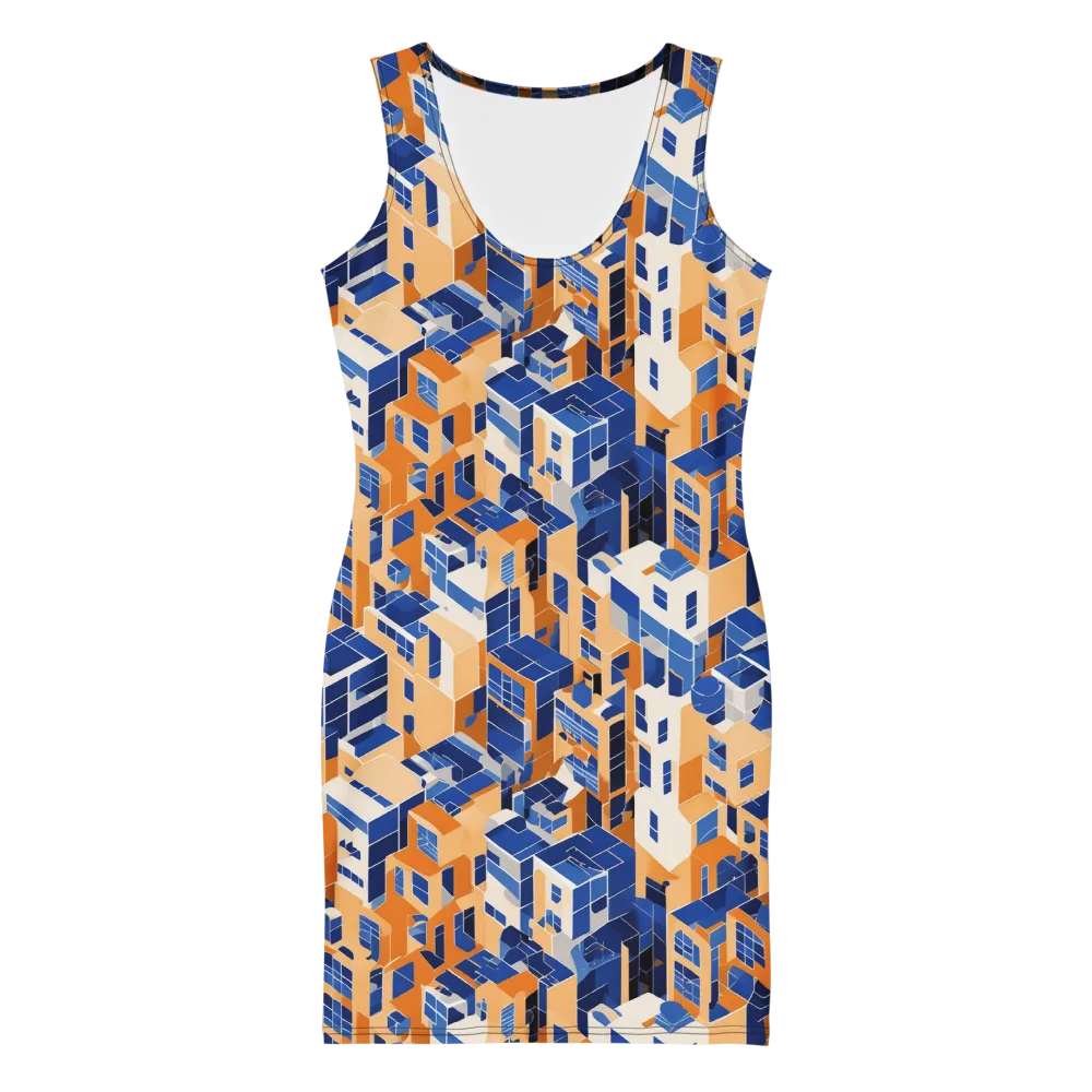 Azure Blocks on Bodycon Dress — Front