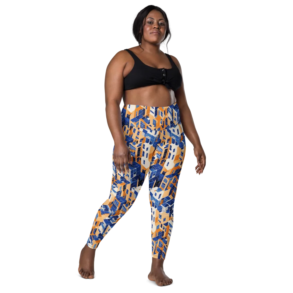 Azure Blocks on Leggings with Pockets — Front