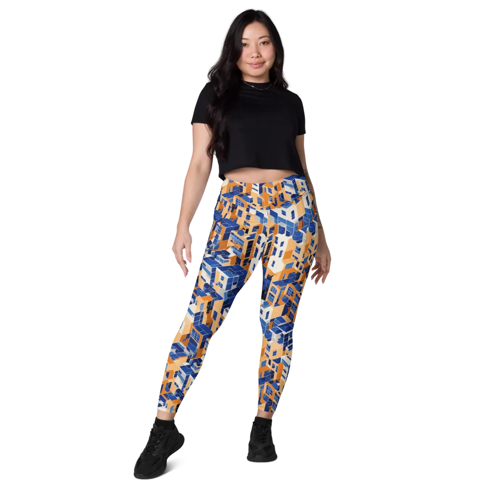 Azure Blocks on Leggings with Pockets — Front