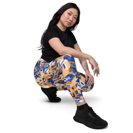 Azure Blocks on a Leggings with Pockets