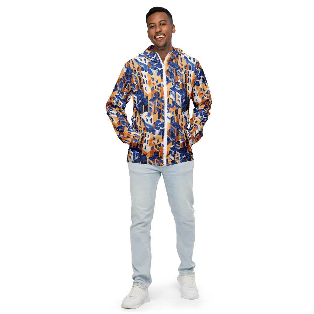 Azure Blocks on Men's Windbreaker — Front