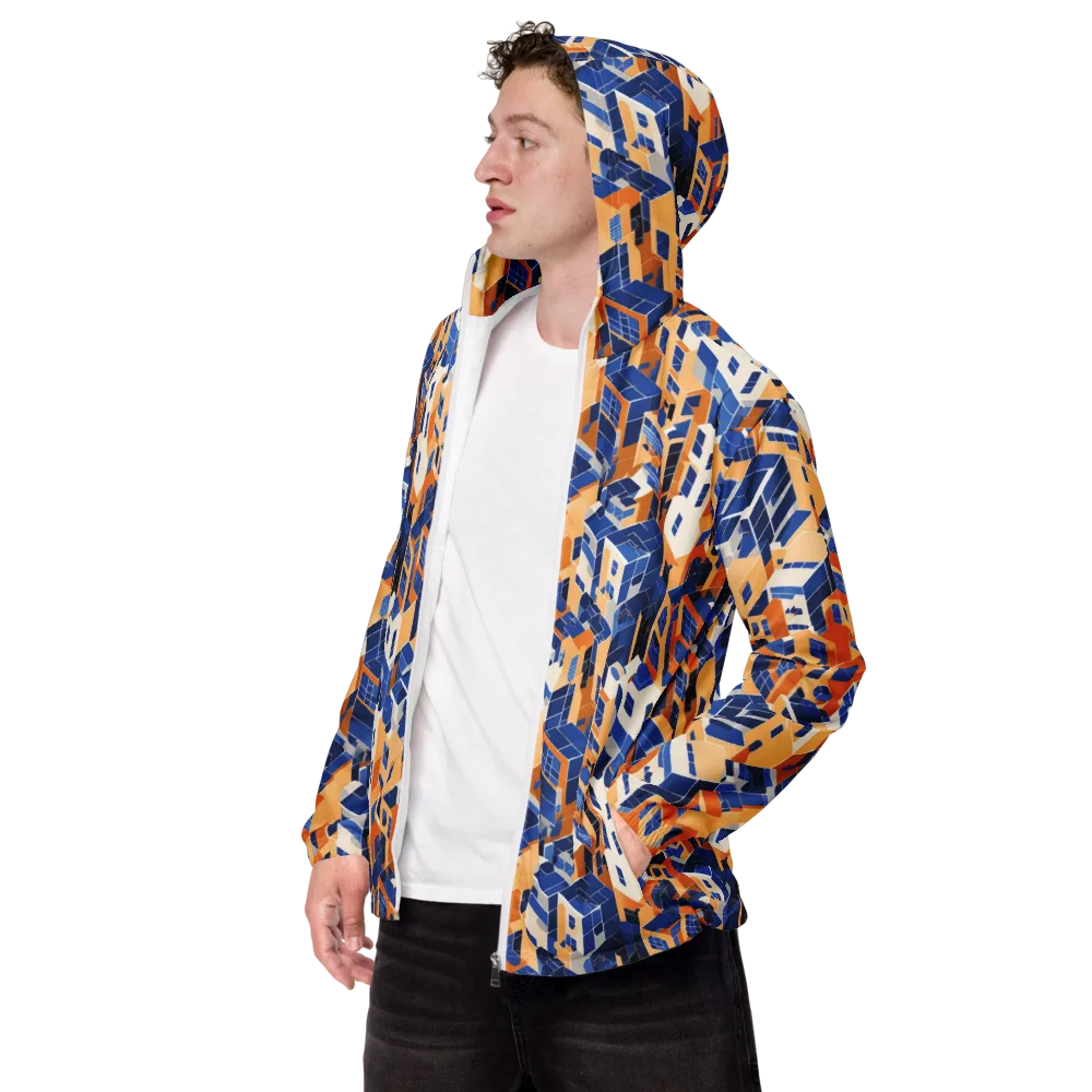 Azure Blocks on Men's Windbreaker — Left Front