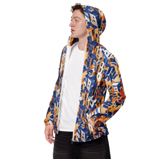 Azure Blocks on a Men's Windbreaker