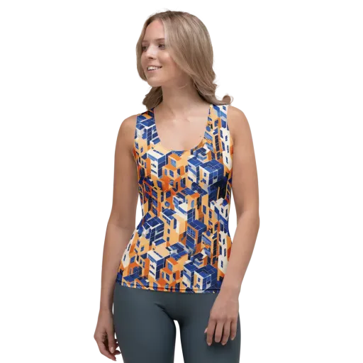 Azure Blocks on a Women's Tank Top