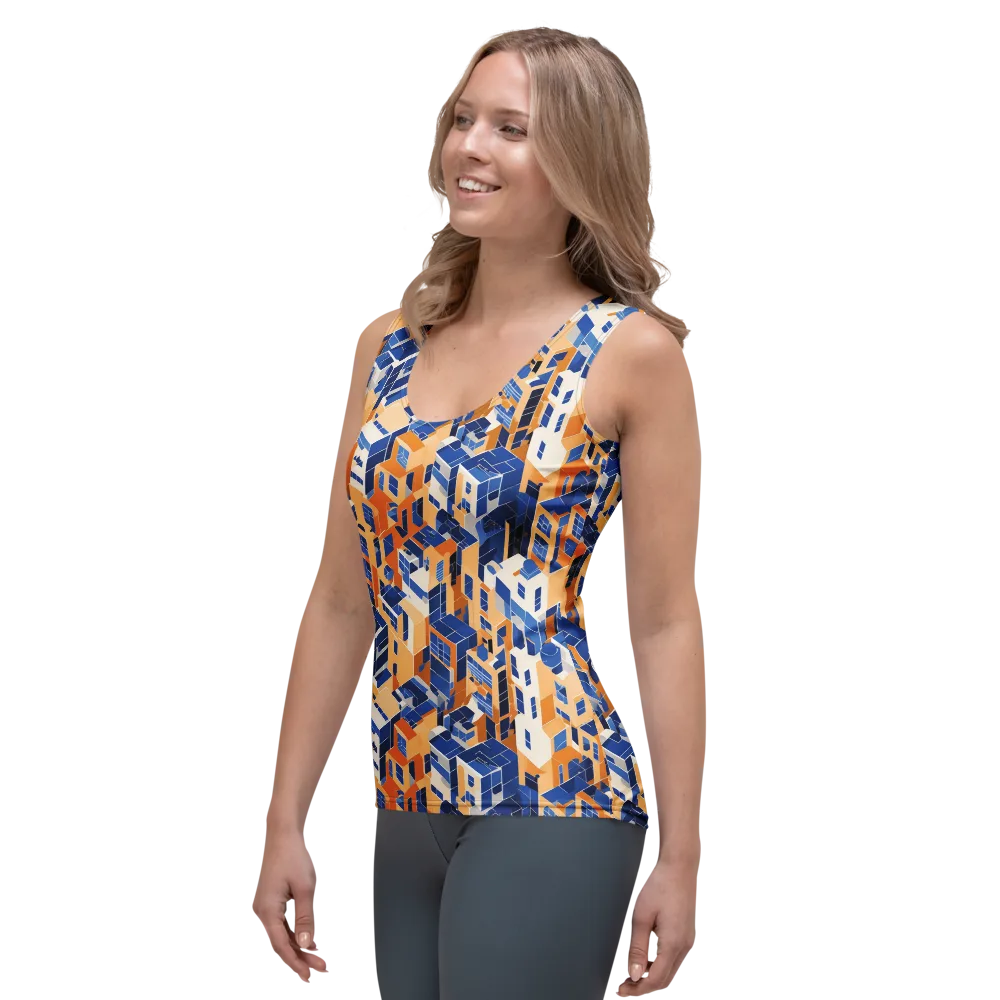 Azure Blocks on Women's Tank Top — Left Front