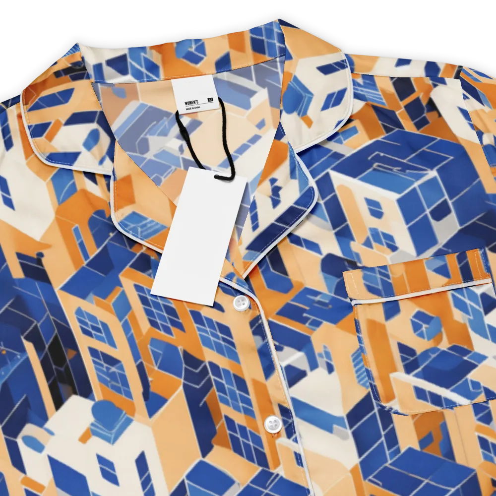 Azure Blocks on Women's Short Sleeve Pajama Top — Product details