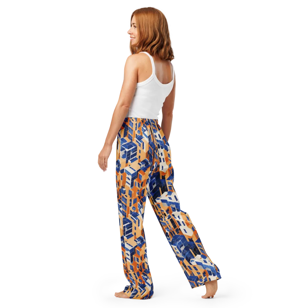 Azure Blocks on Women's Pajama Pants — Back