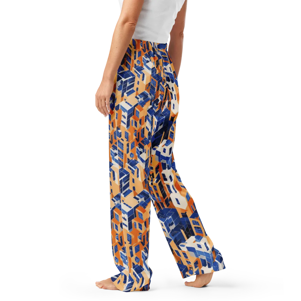 Azure Blocks on Women's Pajama Pants — Left
