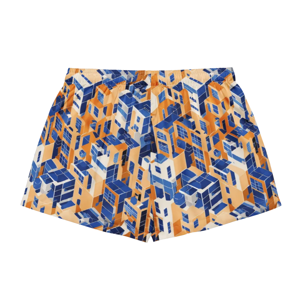 Azure Blocks on Women's Pajama Shorts — Back