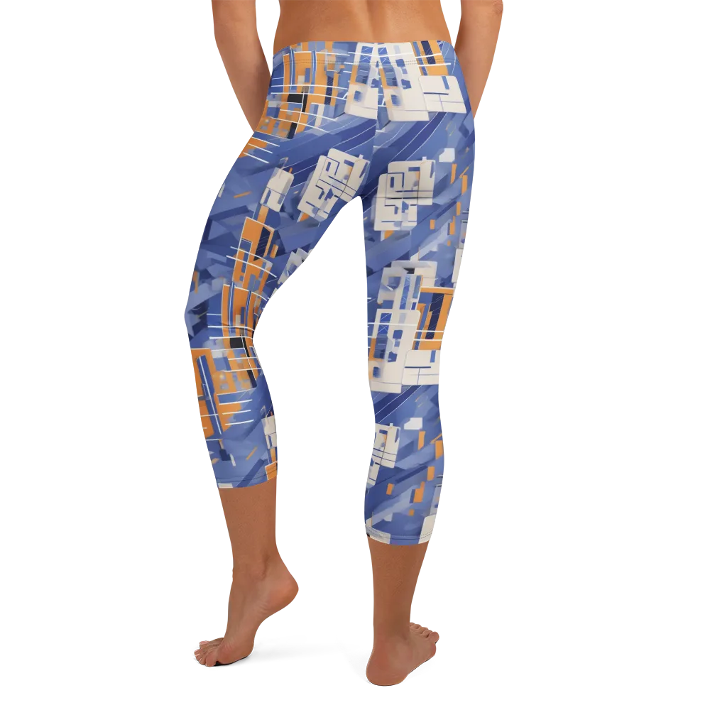 Azure Gridscape on Capri Leggings — Back