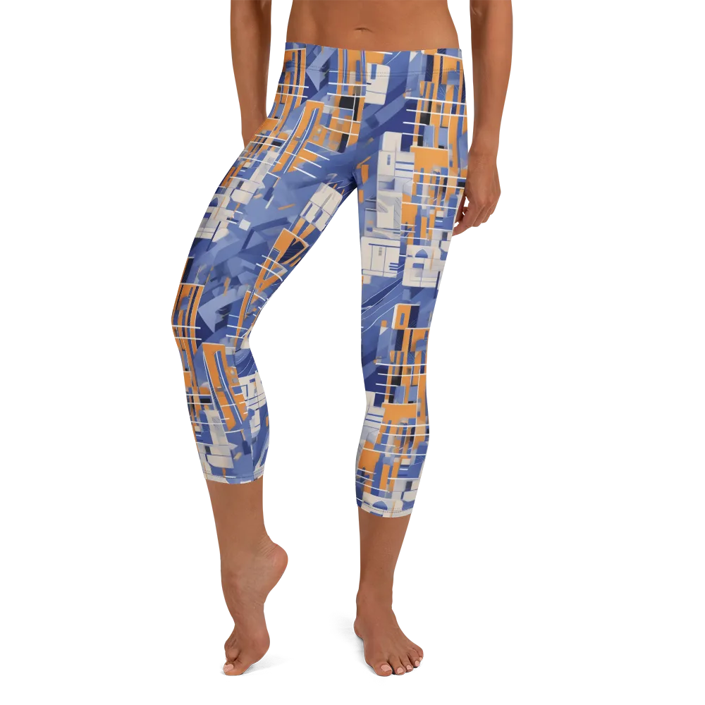 Azure Gridscape on Capri Leggings — Front