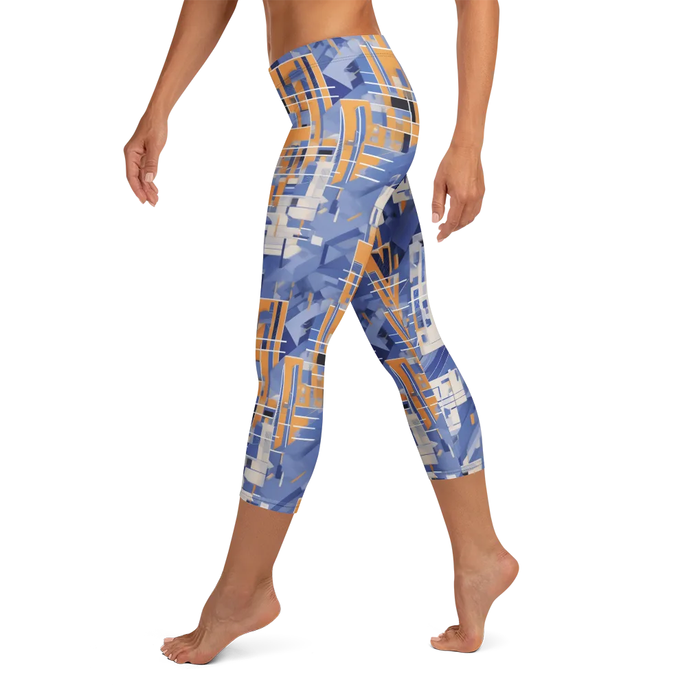 Azure Gridscape on Capri Leggings — Left