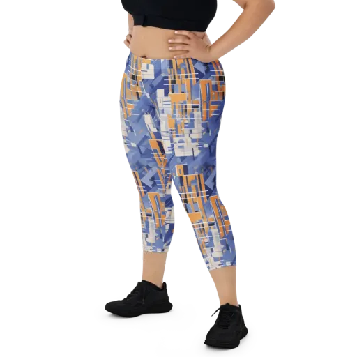 Azure Gridscape on a Capri Leggings
