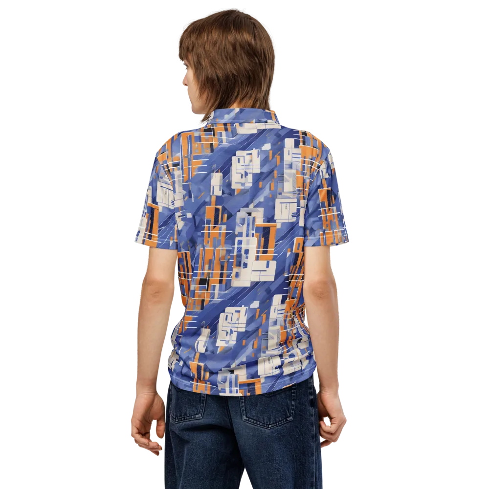 Azure Gridscape on Men's Slim Fit Polo Shirt — Back