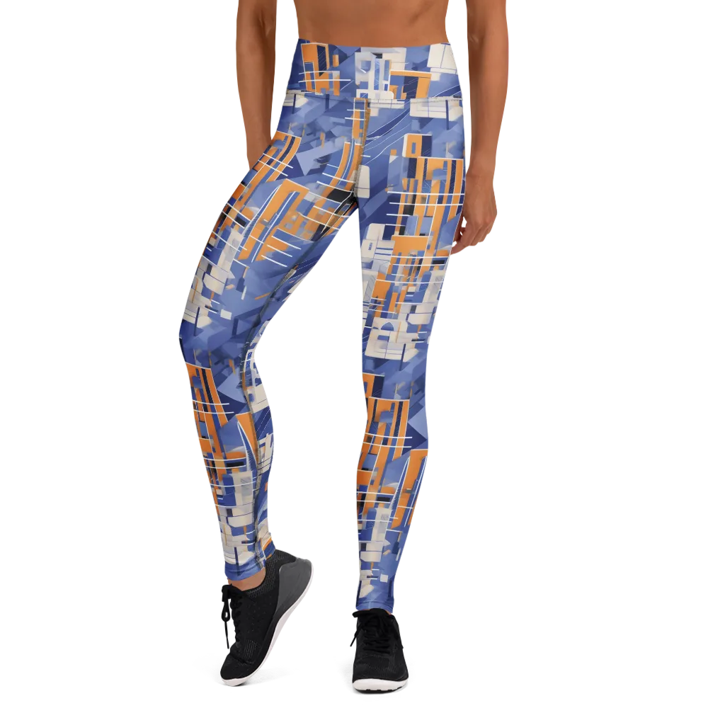 Azure Gridscape on Yoga Leggings — Front
