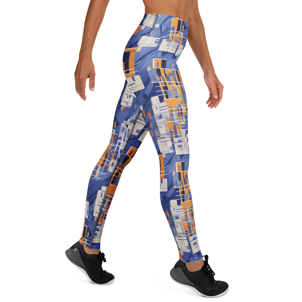 Azure Gridscape on Yoga Leggings — Right