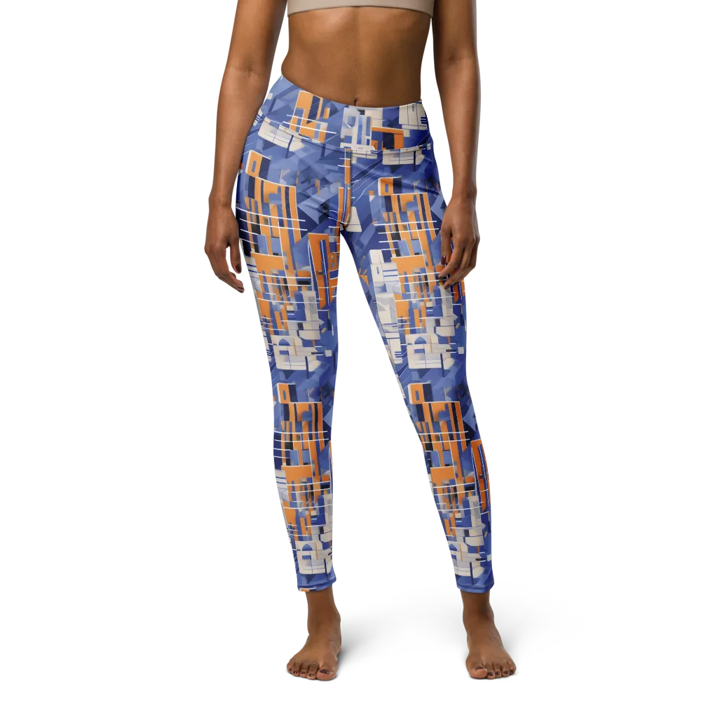 Azure Gridscape on Yoga Leggings — Front