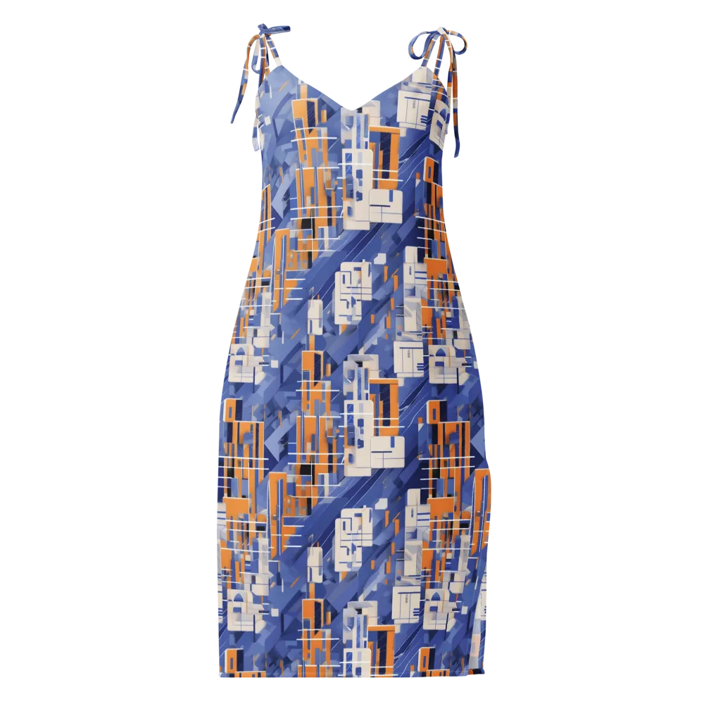 Azure Gridscape on Slip Dress — Front