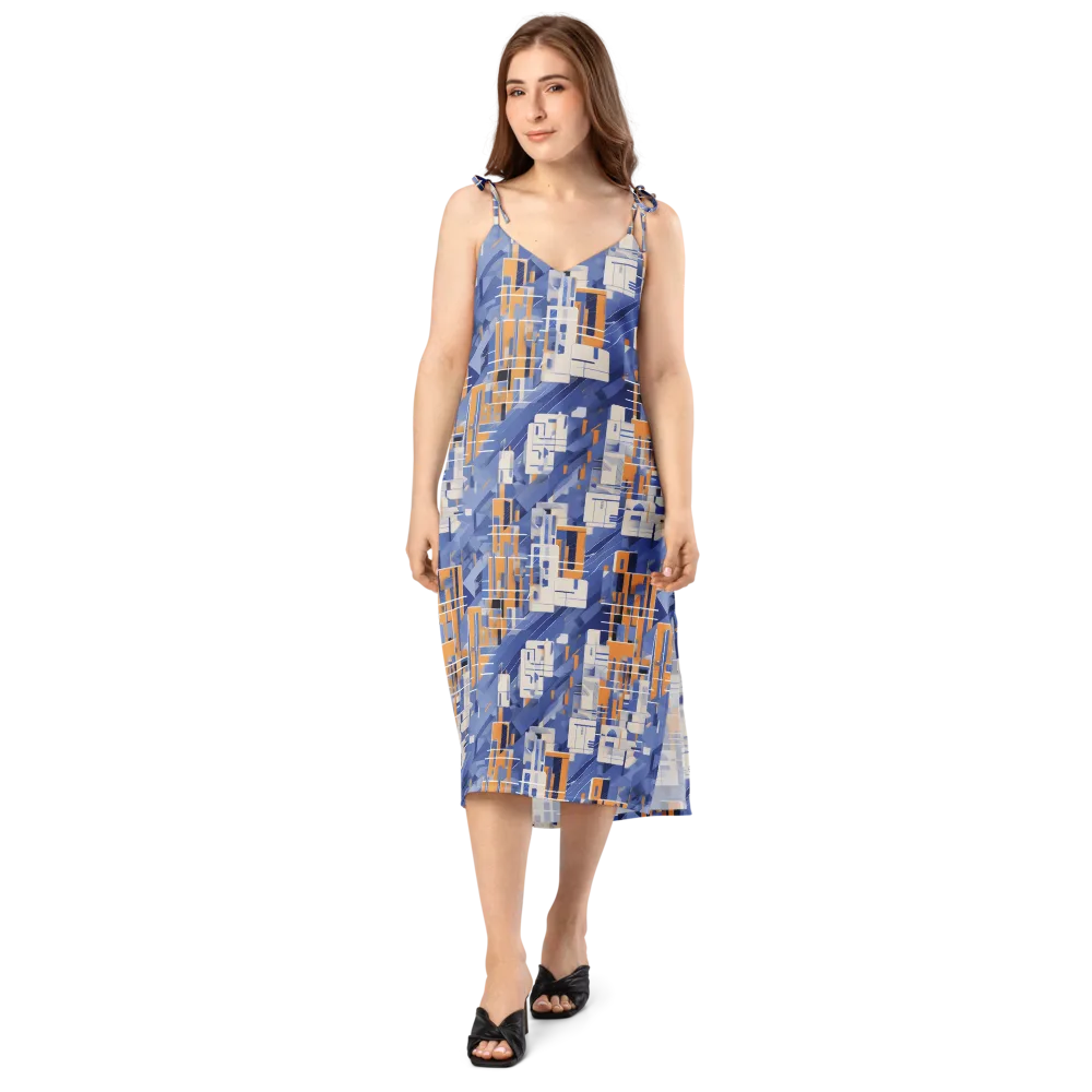 Azure Gridscape on Slip Dress — Front