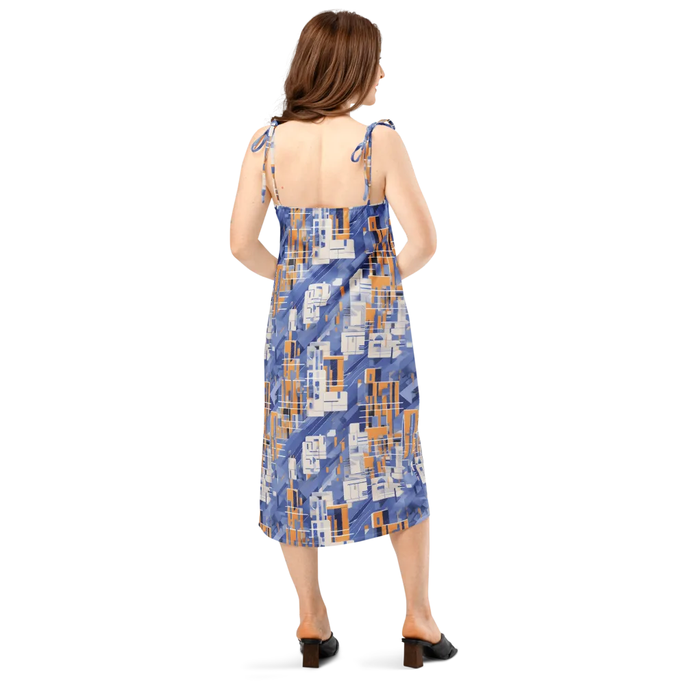 Azure Gridscape on Slip Dress — Back