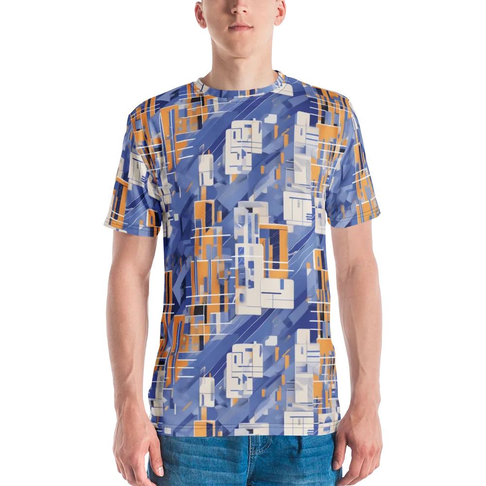 Azure Gridscape on Men's Crew Neck T-Shirt — Front