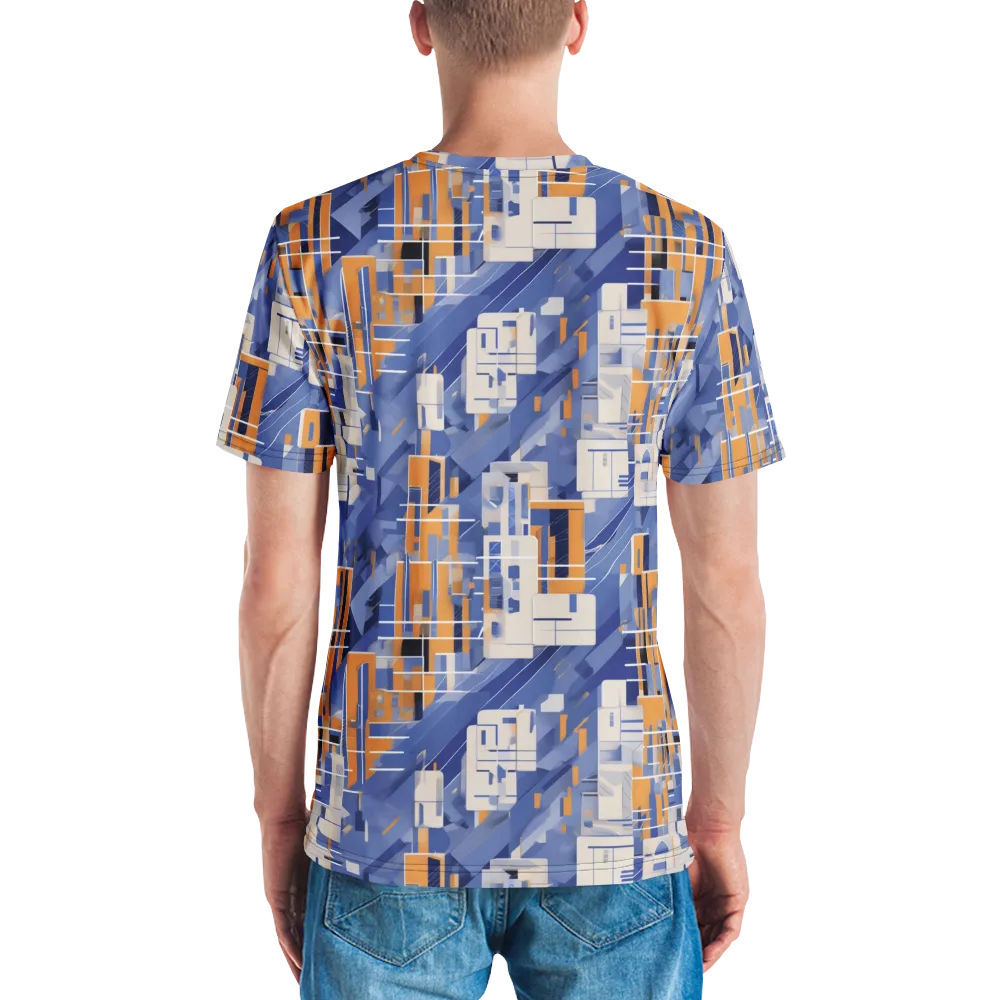 Azure Gridscape on Men's Crew Neck T-Shirt — Back