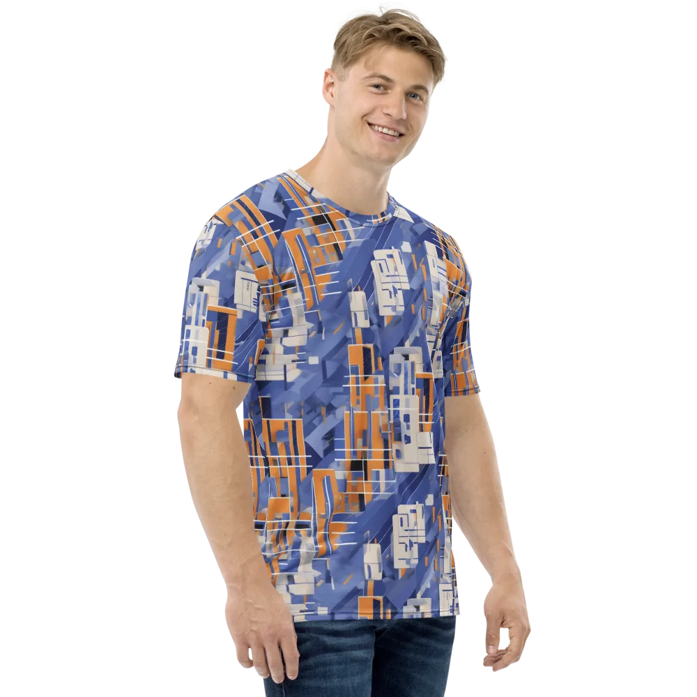 Azure Gridscape on Men's Crew Neck T-Shirt — Right