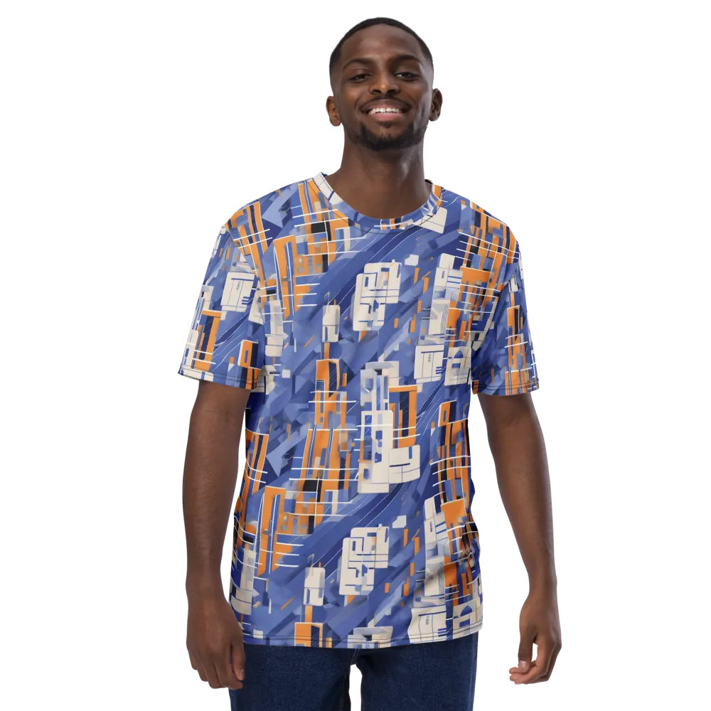 Azure Gridscape on Men's Crew Neck T-Shirt — Front
