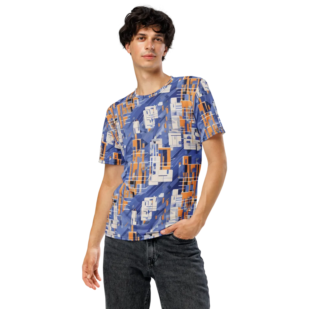 Azure Gridscape on Men's Crew Neck T-Shirt — Front