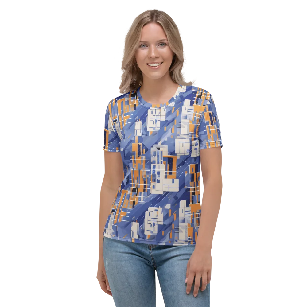 Azure Gridscape on Women's Crew Neck T-Shirt — Front