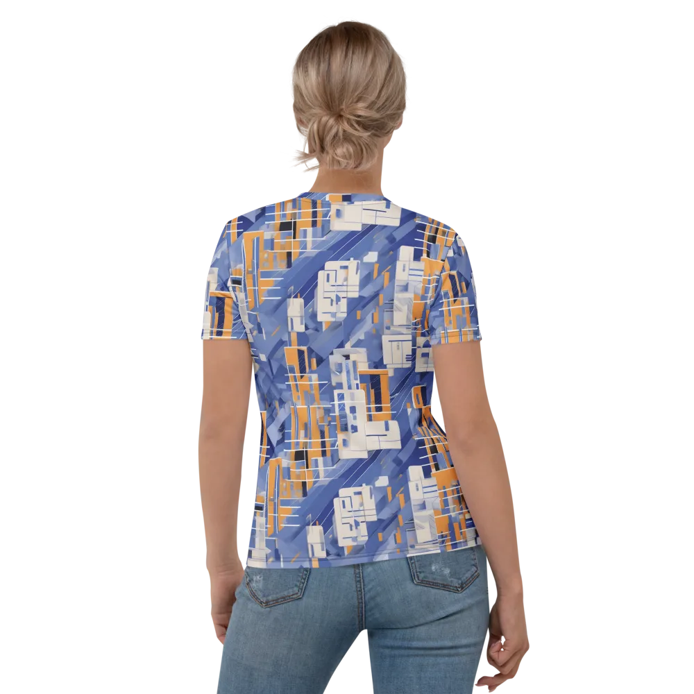 Azure Gridscape on Women's Crew Neck T-Shirt — Back