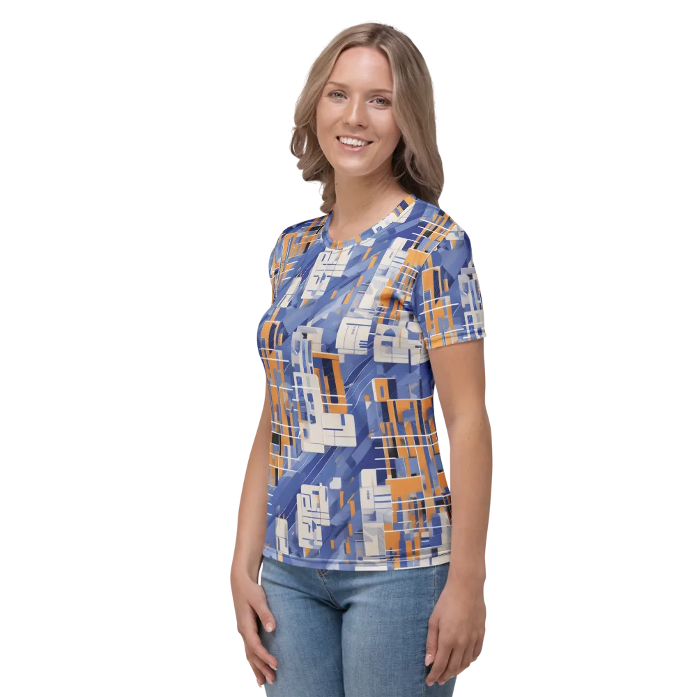 Azure Gridscape on Women's Crew Neck T-Shirt — Left