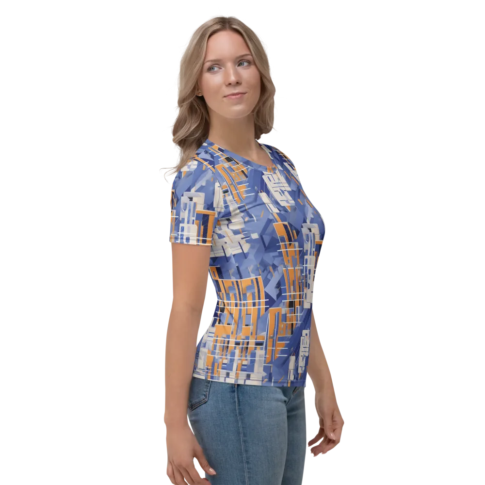 Azure Gridscape on Women's Crew Neck T-Shirt — Right