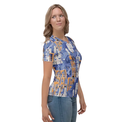 Azure Gridscape on a Women's Crew Neck T-Shirt
