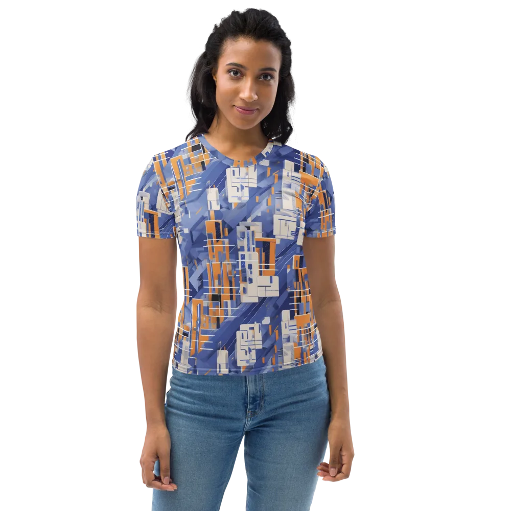 Azure Gridscape on Women's Crew Neck T-Shirt — Front
