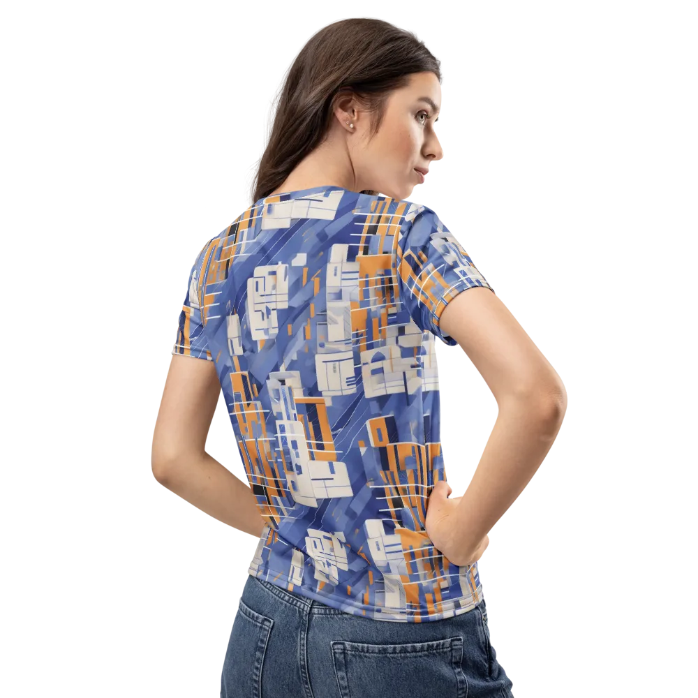 Azure Gridscape on Women's Crew Neck T-Shirt — Back