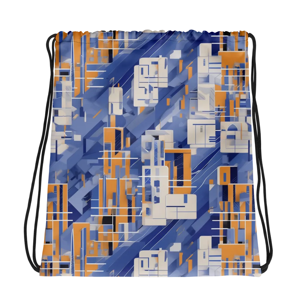 Azure Gridscape on Drawstring Bag — Photo