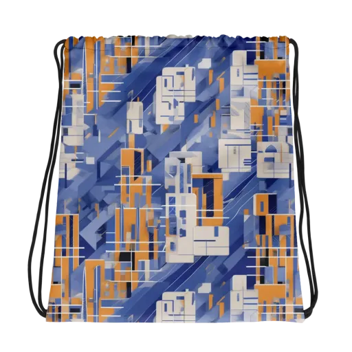 Azure Gridscape on a Drawstring Bag