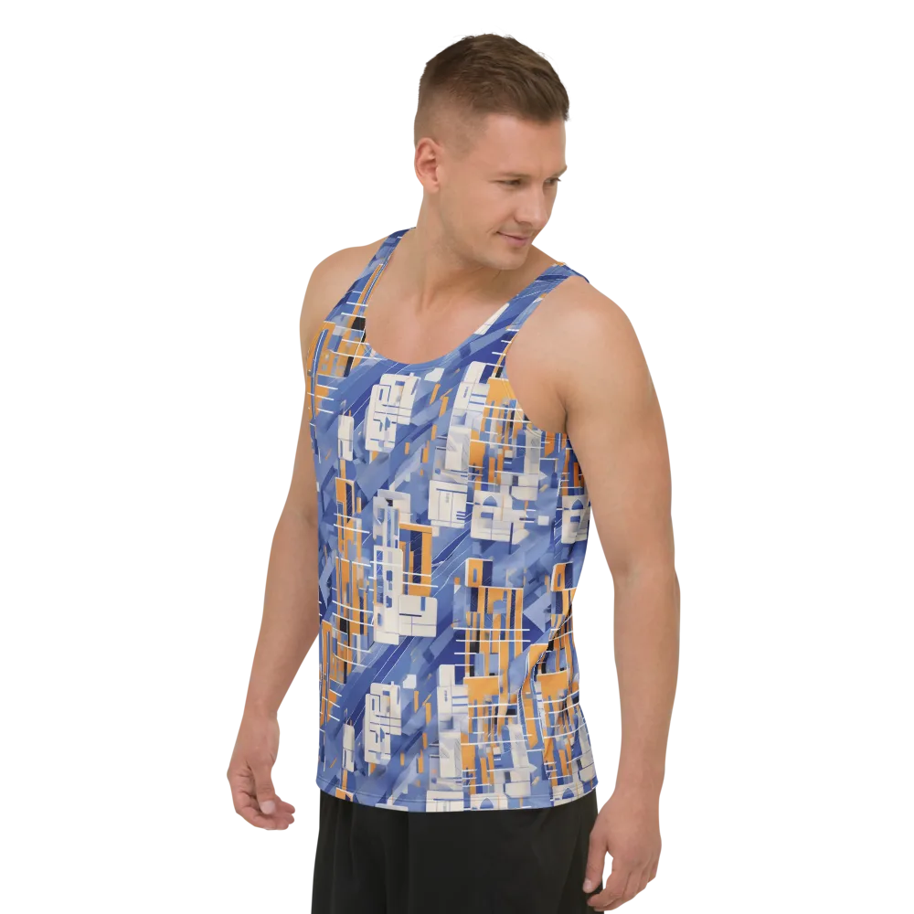 Azure Gridscape on Men's Tank Top — Left Front