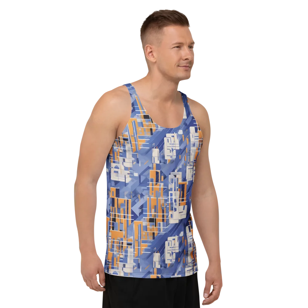 Azure Gridscape on Men's Tank Top — Right Front