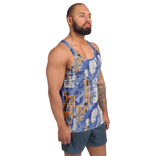 Azure Gridscape on a Men's Tank Top