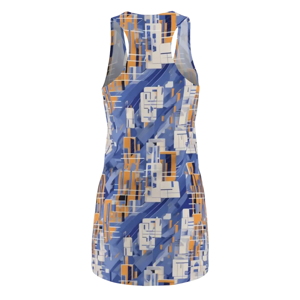 Azure Gridscape on Racerback Dress — Back