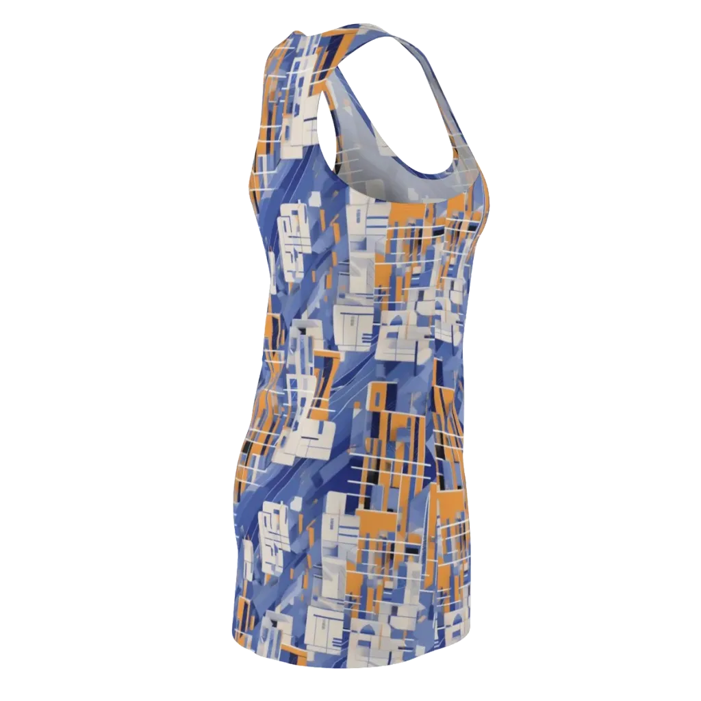 Azure Gridscape on Racerback Dress — Back Side