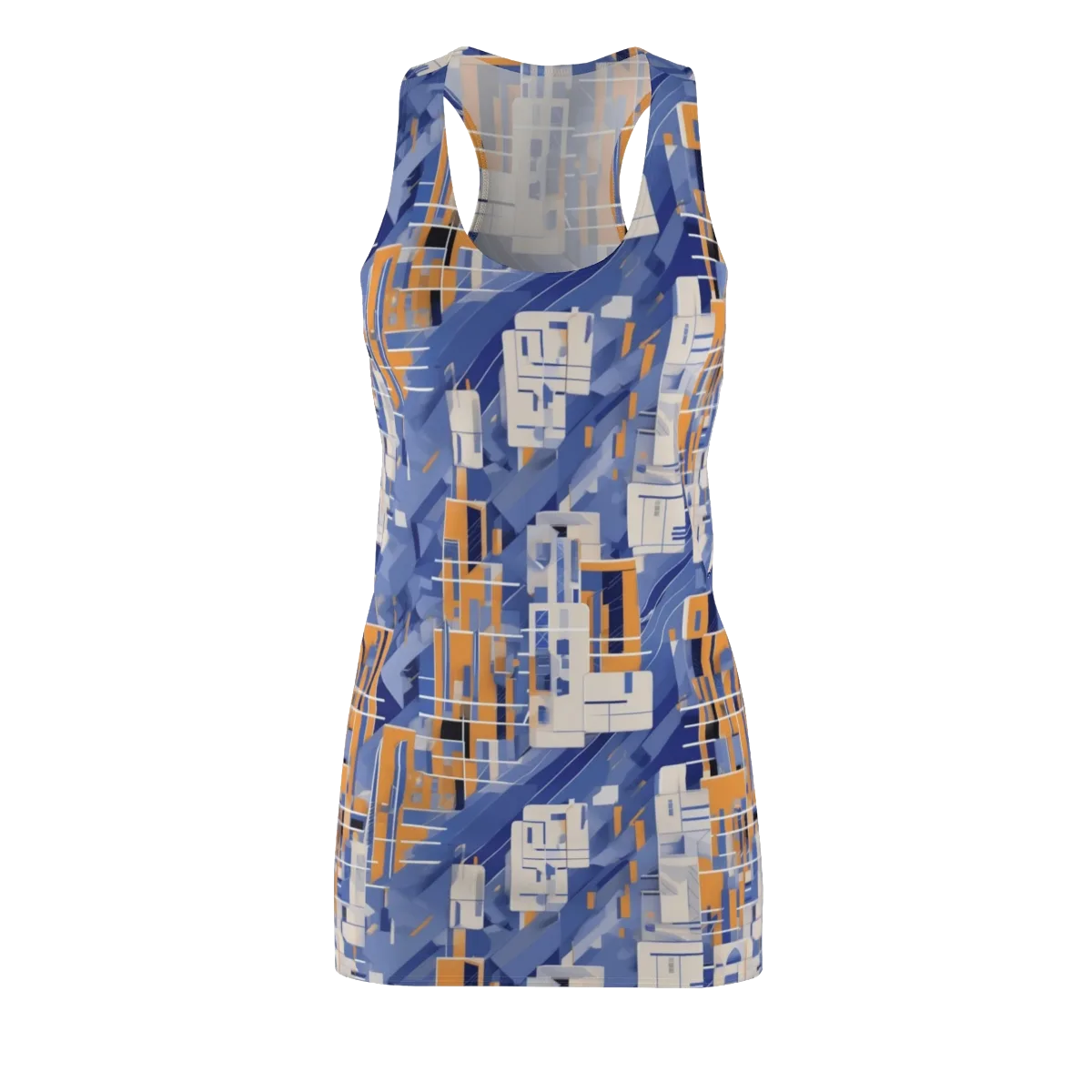 Azure Gridscape on Racerback Dress — Front