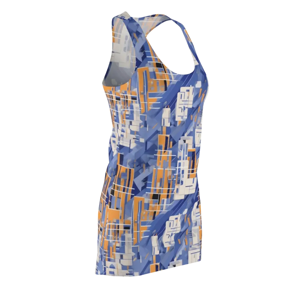 Azure Gridscape on Racerback Dress — Front Side