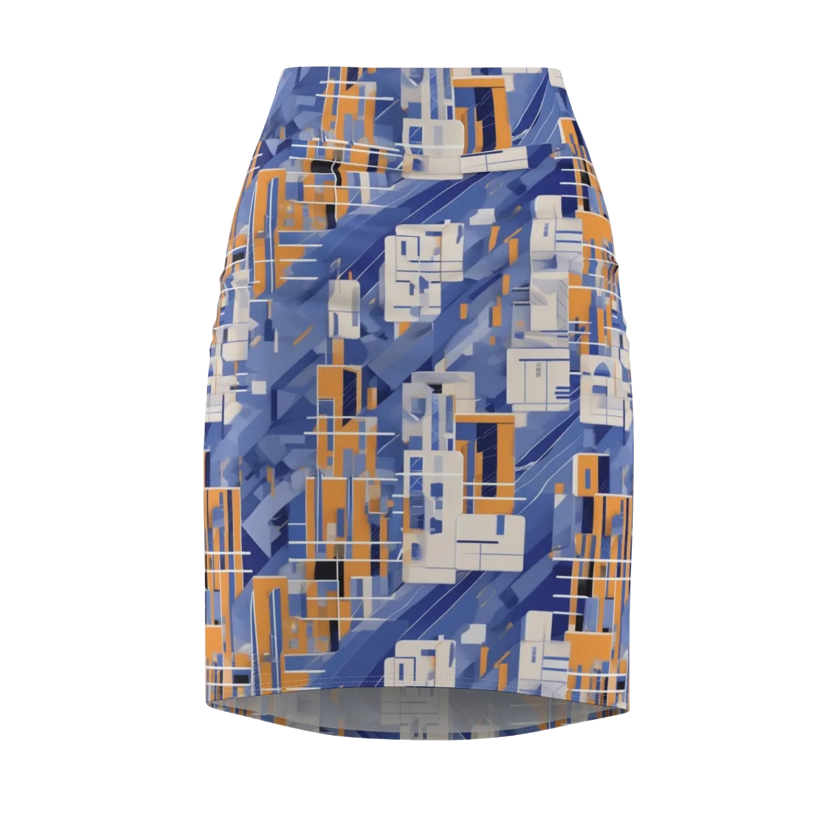 Azure Gridscape on Pencil Skirt — Front