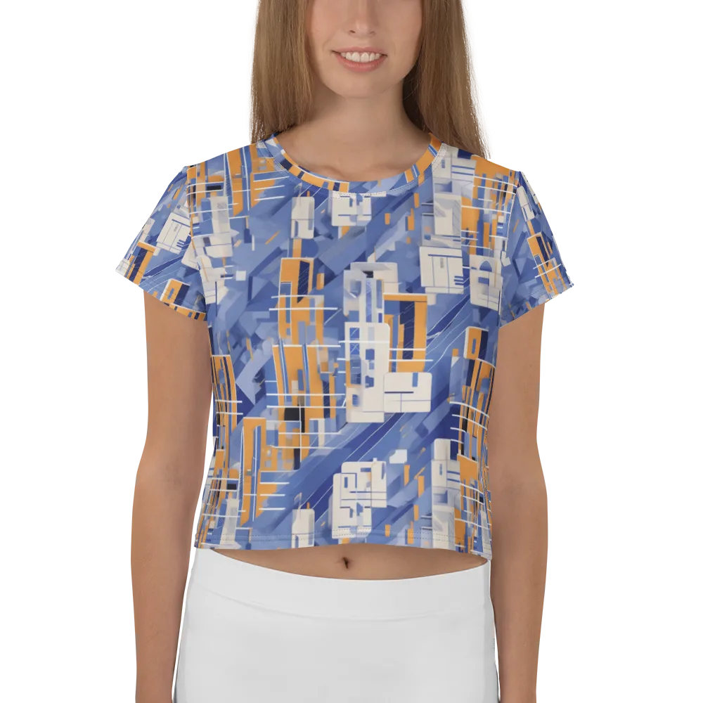 Azure Gridscape on Crop Tee — Front